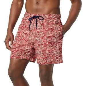 NWT- Tropical Red Leaf Print Swim Trunks- Xl